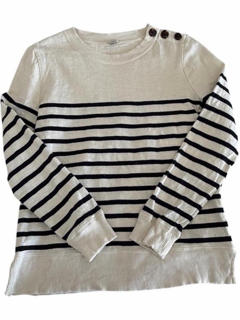 J.Crew Striped Button-Shoulder Sweater - Picture 7 of 8